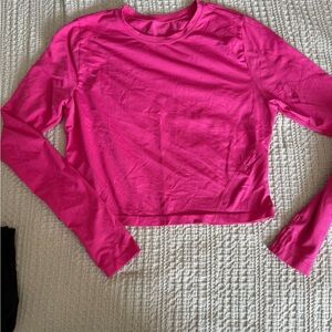 Fabletics Bright Pink Long Sleeve Crop Top